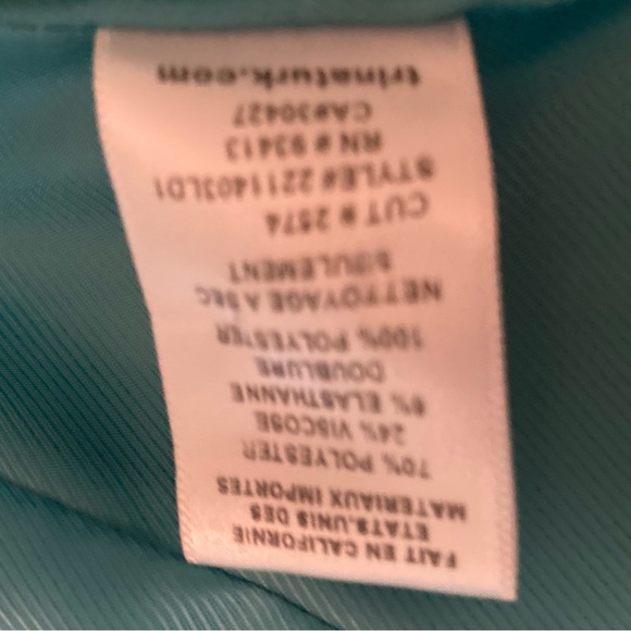 Trina Trunk Workwear Blazer Teal Single  Button Size 2 - Picture 8 of 8